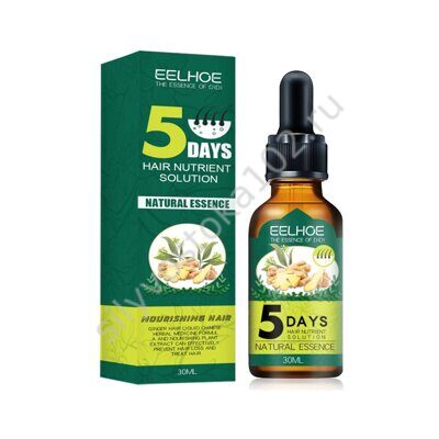 Масло имбирное от облысения, для роста и питания волос 5 DAYS HAIR NUTRIENT SOLUTION ELHOE 30 ml.